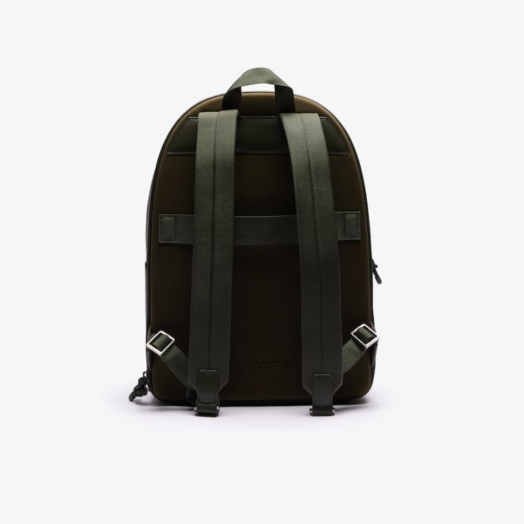 Lacoste Chantaco Graphic Piqué Læder Backpack Olivengrøn | zFt6pK6j