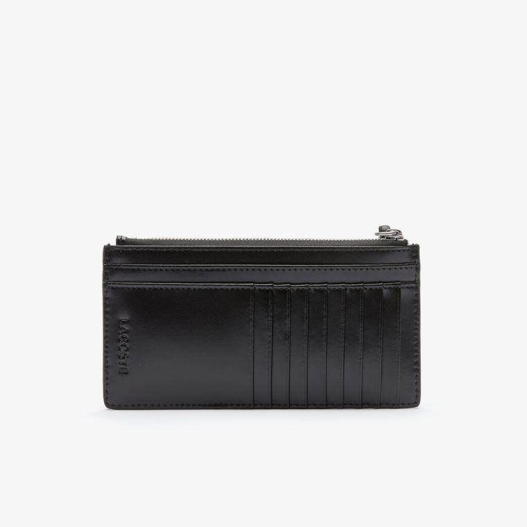 Lacoste Chantaco Large Piqué Læder Zip Cardholder Sort | tC8OZWCm