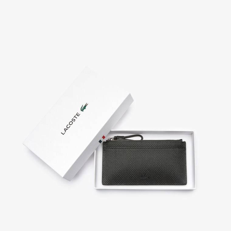 Lacoste Chantaco Large Piqué Læder Zip Cardholder Sort | tC8OZWCm