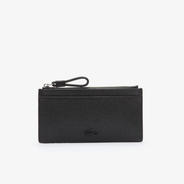 Lacoste Chantaco Large Piqué Læder Zip Cardholder Sort | tC8OZWCm