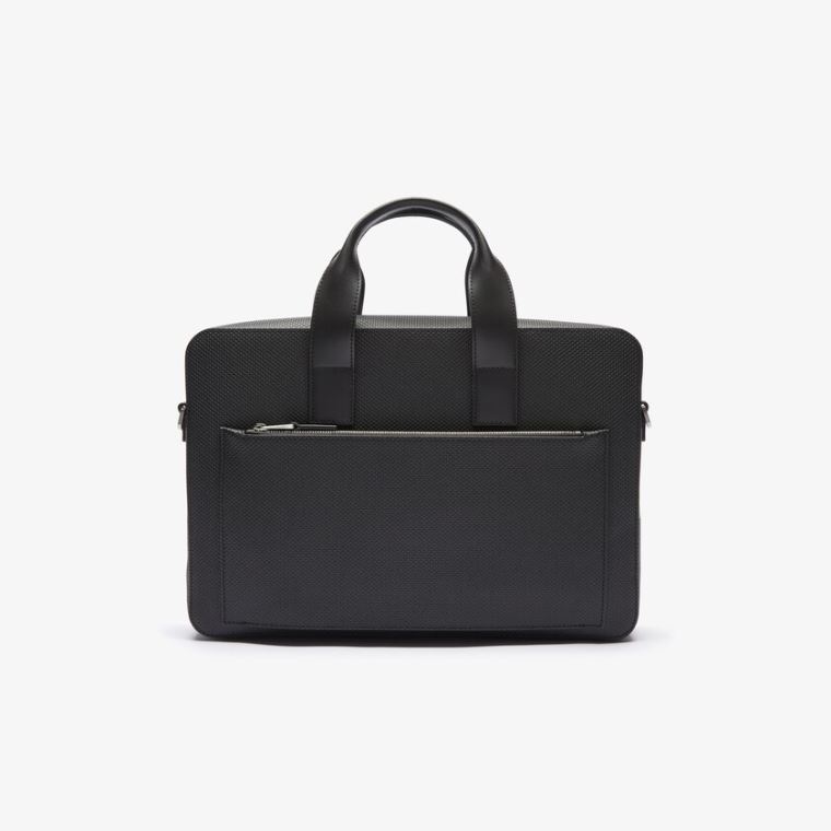 Lacoste Chantaco Matte Piqué Læder Computer Bag Sort | myXZFNgP