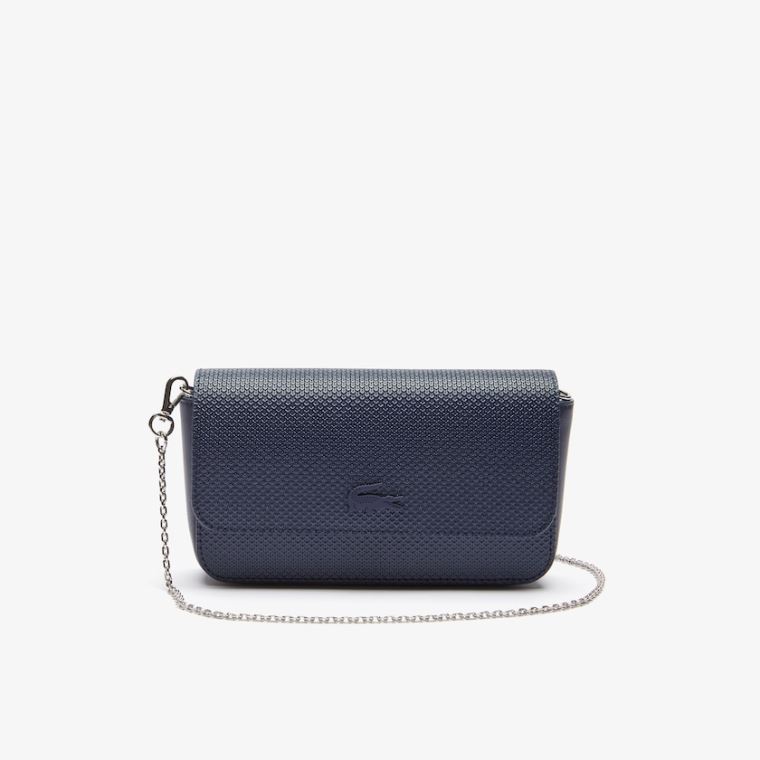 Lacoste Chantaco Matte Piqué Læder Flap Belt Bag Mørkemørkeblå | 44OqaKsm