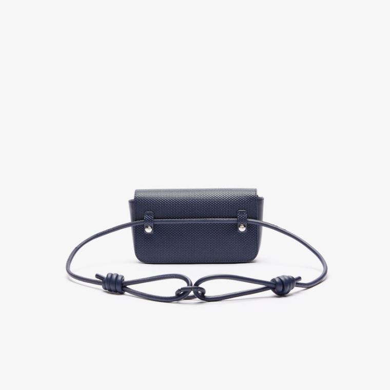 Lacoste Chantaco Matte Piqué Læder Flap Belt Bag Mørkemørkeblå | 44OqaKsm