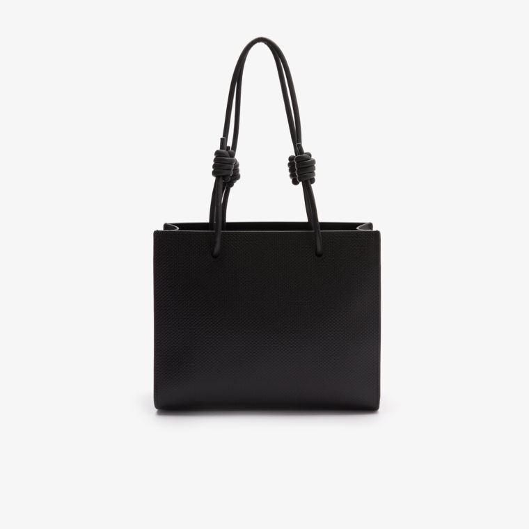 Lacoste Chantaco Matte Piqué Læder Shoulder Slung Handbag Sort | GWumLQtm