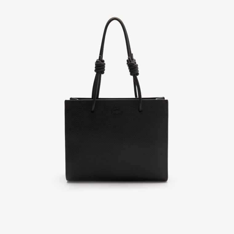 Lacoste Chantaco Matte Piqué Læder Shoulder Slung Handbag Sort | GWumLQtm