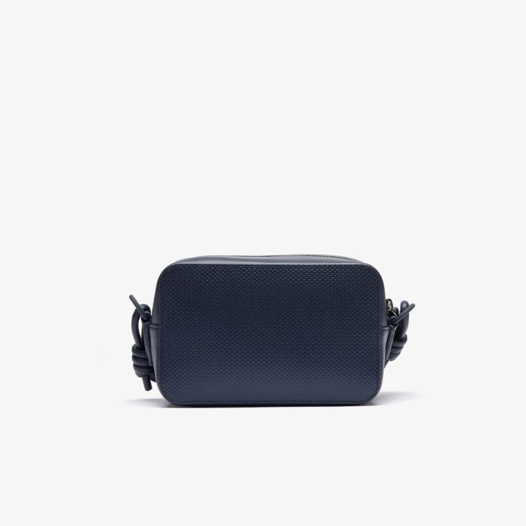 Lacoste Chantaco Matte Piqué Læder Shoulder Bag Mørkeblå Blå | gW8O7CfT