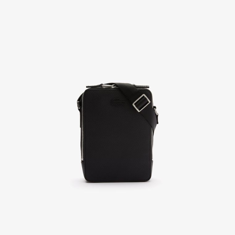 Lacoste Chantaco Matte Stitched Læder Vertical Camera Bag Sort | TxkwlfEw