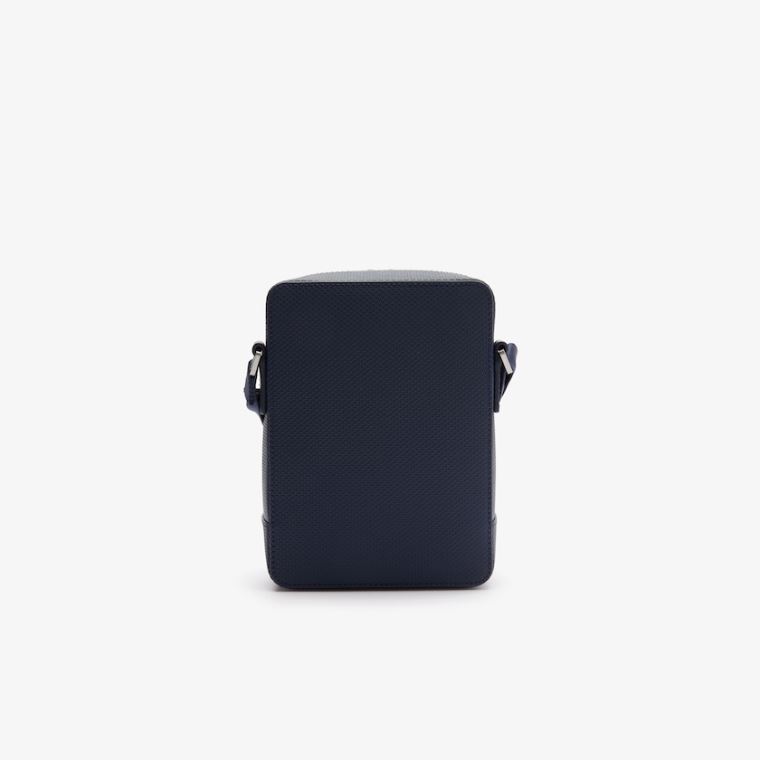 Lacoste Chantaco Matte Stitched Læder Vertical Camera Bag Mørkeblå | U5N1hyV9