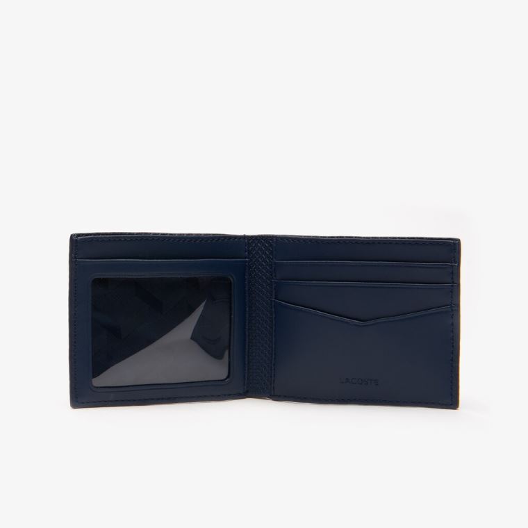 Lacoste Chantaco Piqué Læder 3 Card Wallet Mørkeblå | v5XD08ib