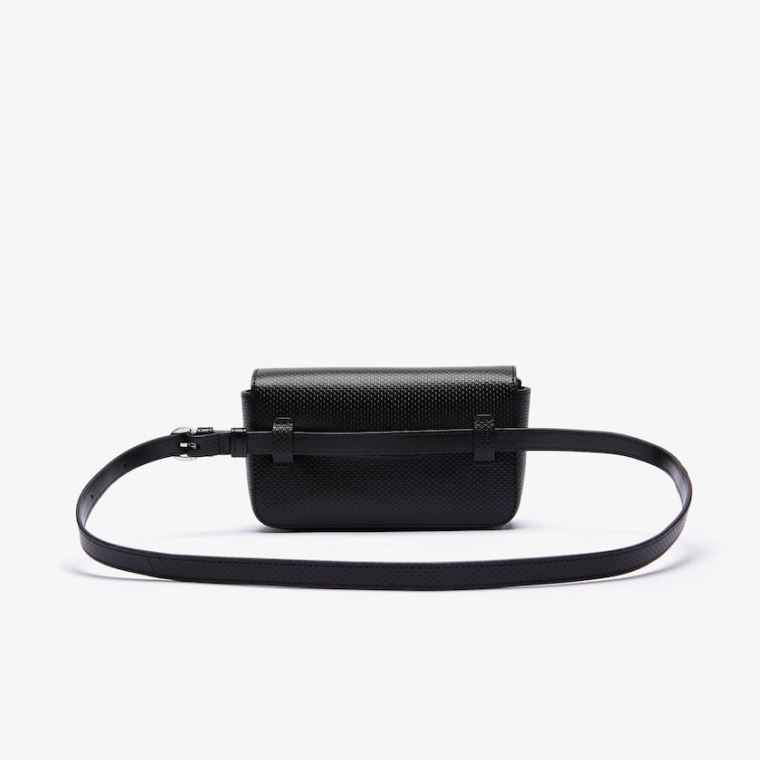 Lacoste Chantaco Piqué Læder Belt Bag Sort | uQuOGJxG