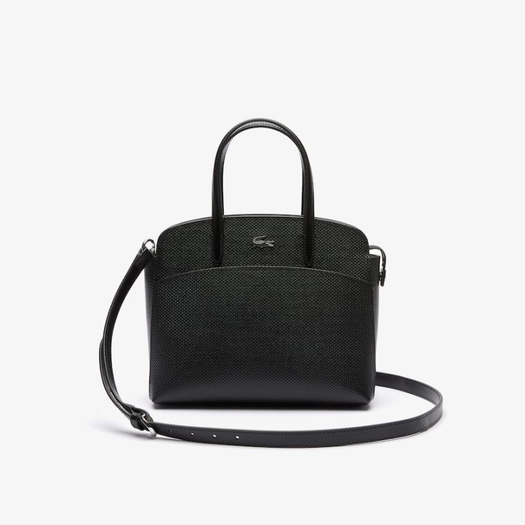 Lacoste Chantaco Piqué Læder Handbag Sort | dZxxOVtc