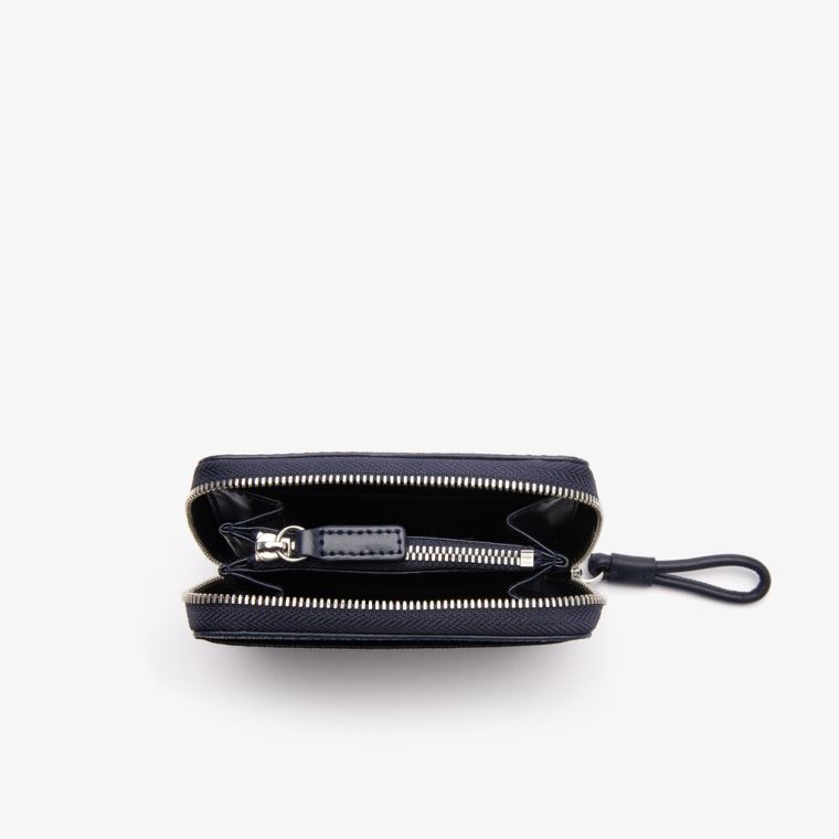 Lacoste Chantaco Piqué Læder Mini Coin Pouch Mørkeblå Blå | 6Kqztta1