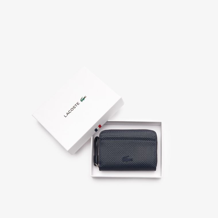 Lacoste Chantaco Piqué Læder Mini Coin Pouch Mørkeblå Blå | 6Kqztta1