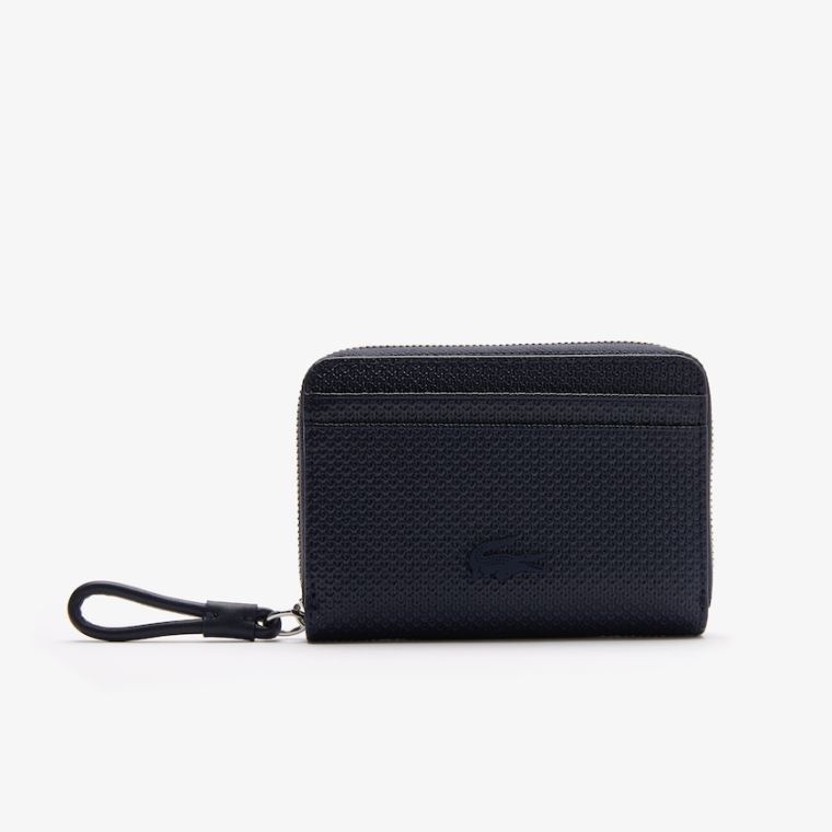 Lacoste Chantaco Piqué Læder Mini Coin Pouch Mørkeblå Blå | 6Kqztta1