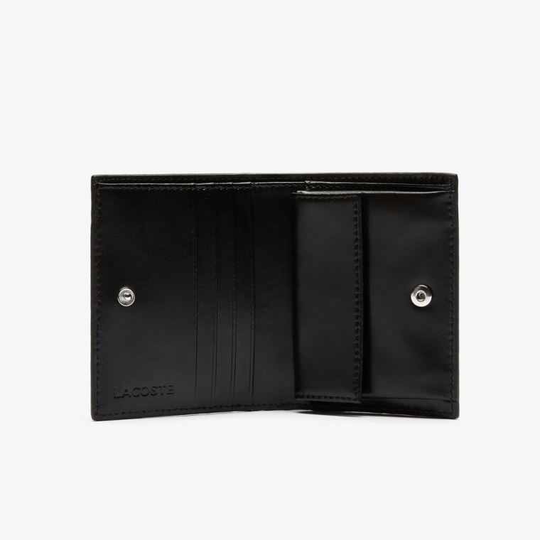 Lacoste Chantaco Small Piqué Læder Snap Wallet Sort | Dx0iANNQ