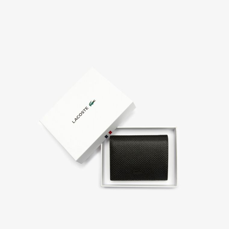 Lacoste Chantaco Small Piqué Læder Snap Wallet Sort | Dx0iANNQ