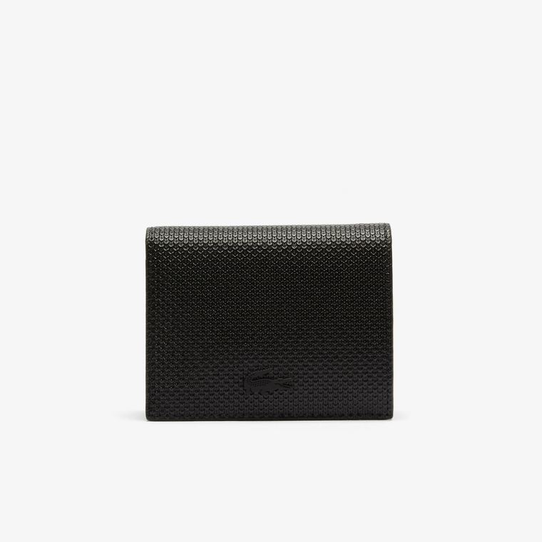 Lacoste Chantaco Small Piqué Læder Snap Wallet Sort | Dx0iANNQ