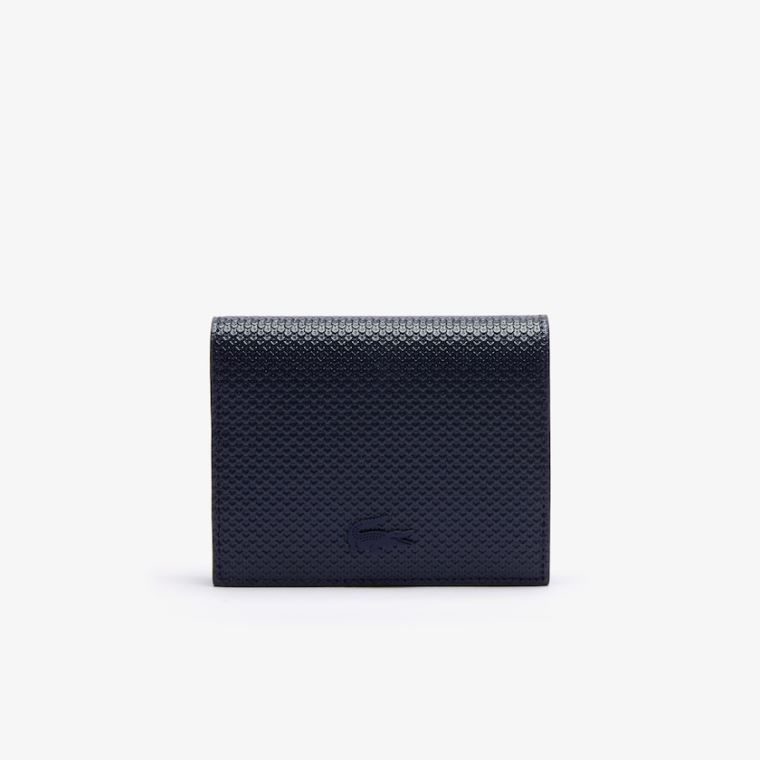 Lacoste Chantaco Small Piqué Læder Snap Wallet Mørkeblå Blå | lzt4ZAyf