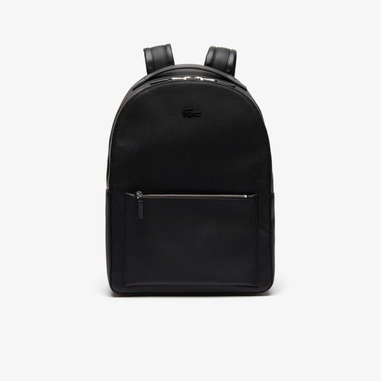 Lacoste Chantaco Soft Læder Zip Backpack Sort | gD8hWk0U