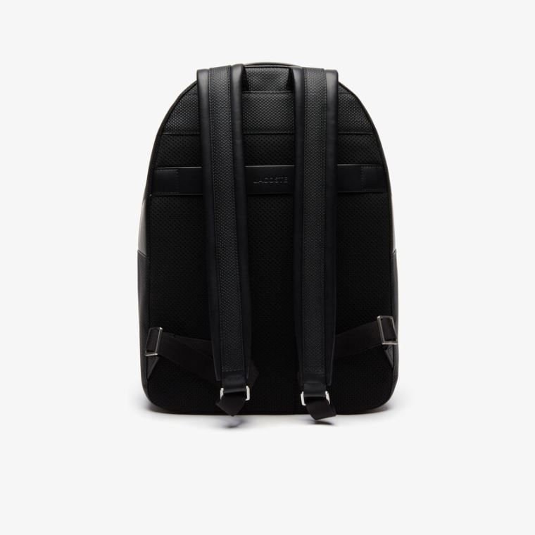 Lacoste Chantaco Soft Læder Zip Backpack Sort | gD8hWk0U