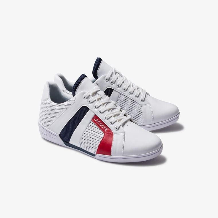 Lacoste Chaymon Club Læder and Mesh Sneakers Hvide Mørkeblå | bOu65YS8