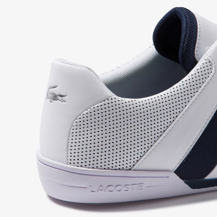 Lacoste Chaymon Club Læder and Mesh Sneakers Hvide Mørkeblå | bOu65YS8