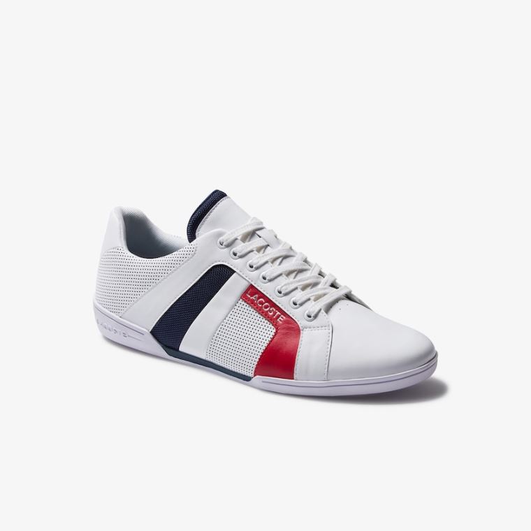 Lacoste Chaymon Club Læder and Mesh Sneakers Hvide Mørkeblå | bOu65YS8