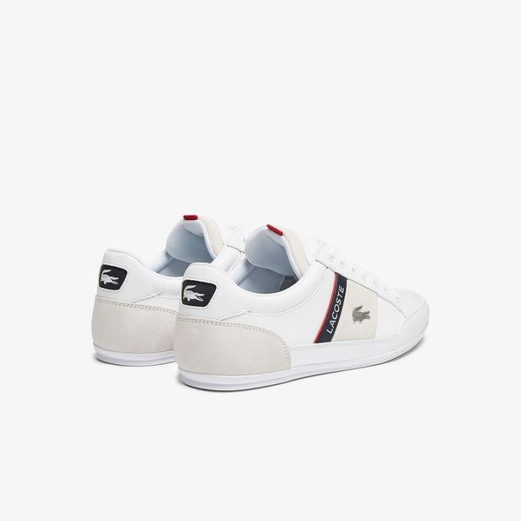 Lacoste Chaymon Læder and Ruskind Sneakers Hvide Mørkeblå | GdCQDz3J