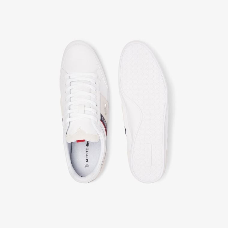 Lacoste Chaymon Læder and Ruskind Sneakers Hvide Mørkeblå | GdCQDz3J