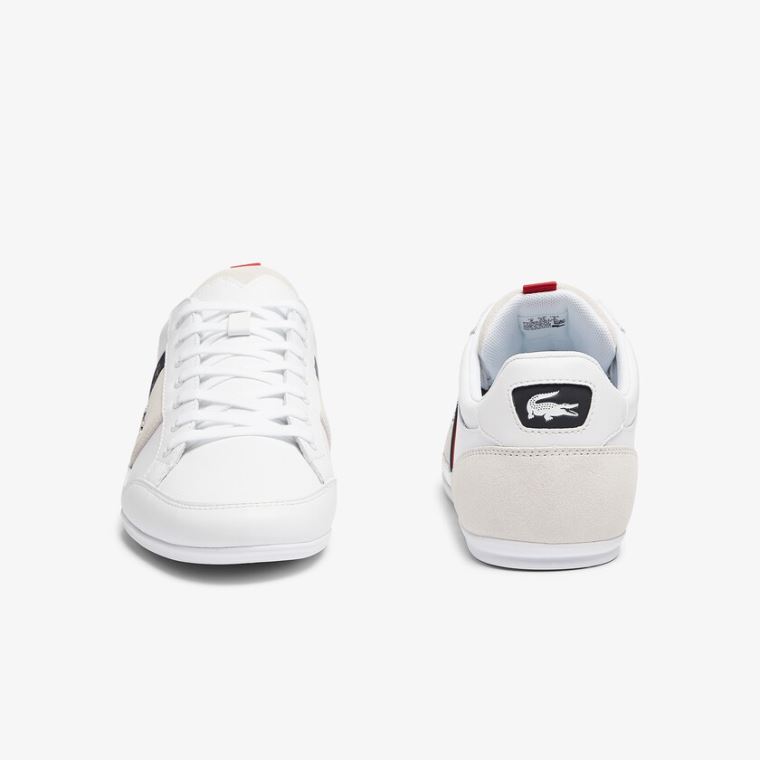 Lacoste Chaymon Læder and Ruskind Sneakers Hvide Mørkeblå | GdCQDz3J