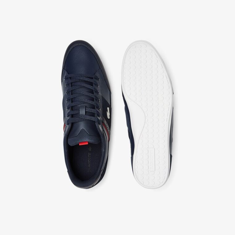 Lacoste Chaymon Læder and Ruskind Sneakers Mørkeblå Hvide | o5nKYm2Q