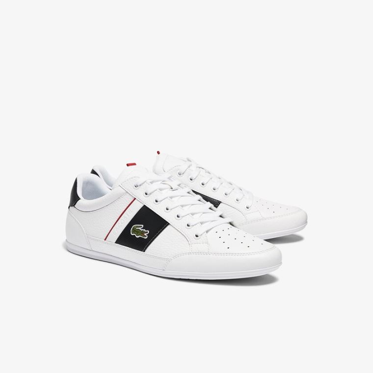 Lacoste Chaymon Læder and Syntetisk Sneakers Hvide Mørkegrå | trDDpJUz