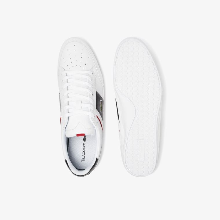 Lacoste Chaymon Læder and Syntetisk Sneakers Hvide Mørkegrå | trDDpJUz