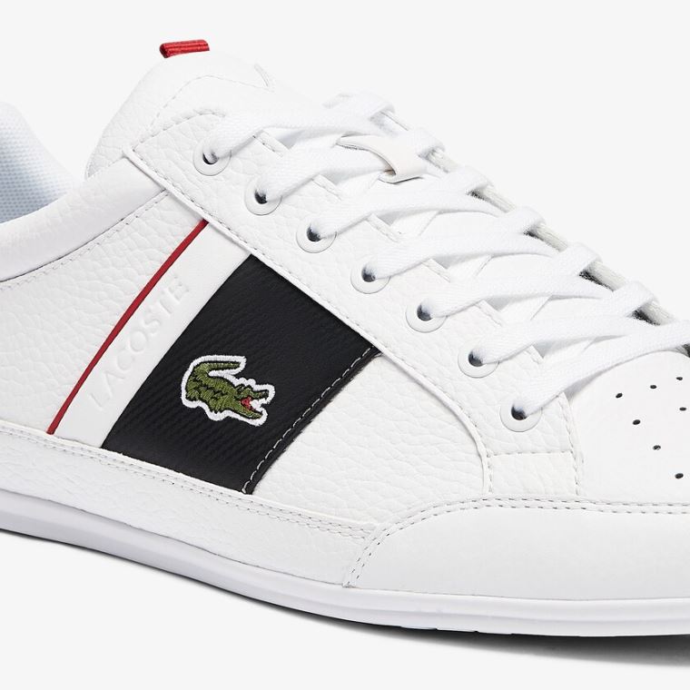 Lacoste Chaymon Læder and Syntetisk Sneakers Hvide Mørkegrå | trDDpJUz