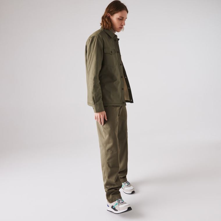 Lacoste Chevron Textured Bomulds Cargo Pants Khaki Grøn | QAx70kwG