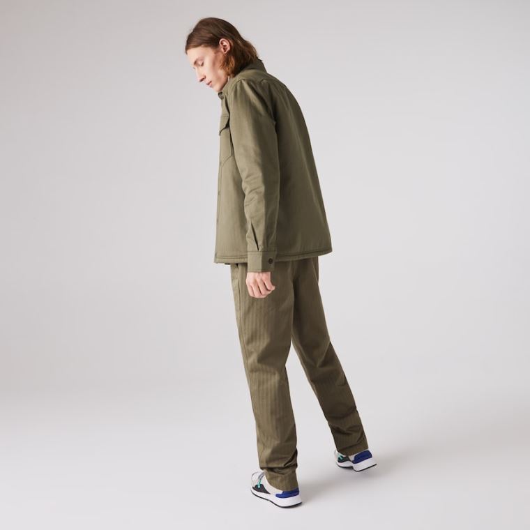 Lacoste Chevron Textured Bomulds Cargo Pants Khaki Grøn | QAx70kwG