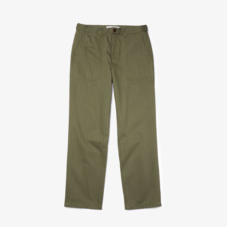 Lacoste Chevron Textured Bomulds Cargo Pants Khaki Grøn | QAx70kwG