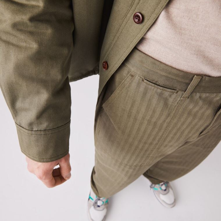 Lacoste Chevron Textured Bomulds Cargo Pants Khaki Grøn | QAx70kwG