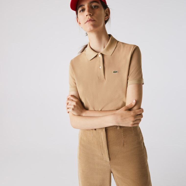 Lacoste Classic Fit Soft Bomulds Petit Piqué Polo Beige | 9aNarSzg