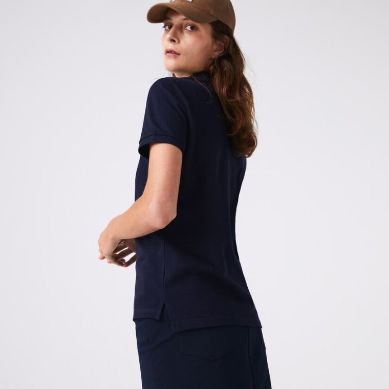 Lacoste Classic Fit Soft Bomulds Petit Piqué Polo Mørkeblå Blå | OiE5XnIZ