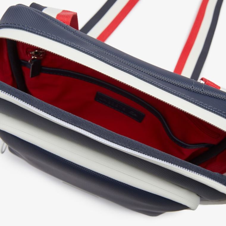 Lacoste Classic Tricolour Shoulder Páskové And Badge Crossbody Bag Mørkeblå Blå Hvide Rød | Xsb4pMLl