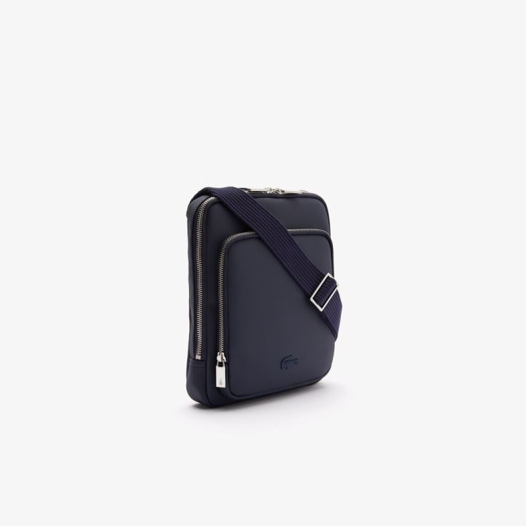 Lacoste Classic Zippered Pocket Rectangular Crossbody Bag Mørkeblå | 23EGueuo