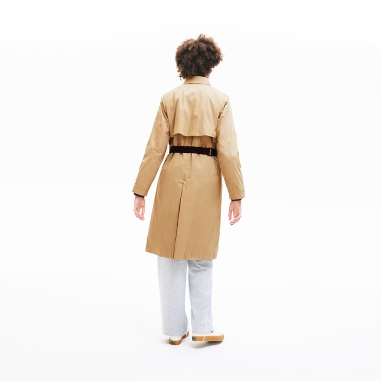 Lacoste Contrast Belt Trench Coat Beige | 7OjfiwbX