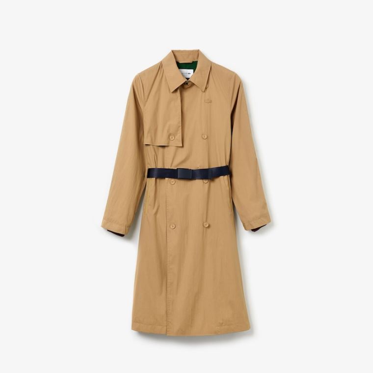 Lacoste Contrast Belt Trench Coat Beige | 7OjfiwbX