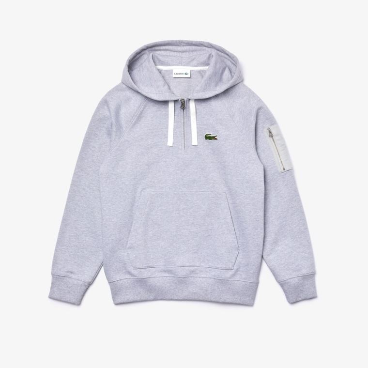 Lacoste Contrast Pocket Fleece Sweatshirt Grå | QSWmQpLI