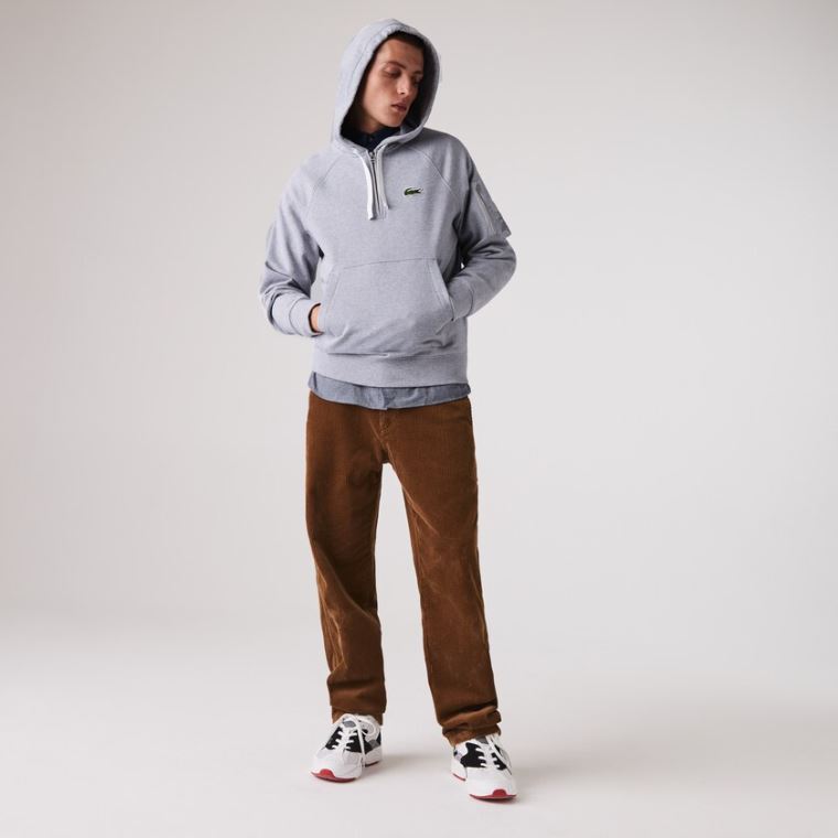 Lacoste Contrast Pocket Fleece Sweatshirt Grå | QSWmQpLI