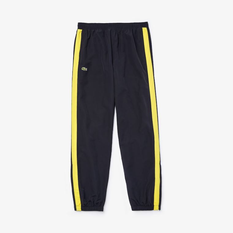 Lacoste Contrast Striped Strand-Repellant Tracksuit Pants Mørkeblå Blå Gul Hvide | Zhg4RGOm