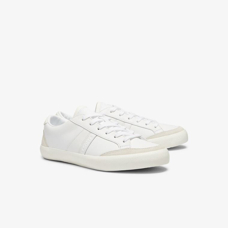 Lacoste Coupole Læder Textured Sneakers Hvide Grå | 2EwHlTAP