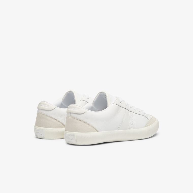 Lacoste Coupole Læder Textured Sneakers Hvide Grå | 2EwHlTAP