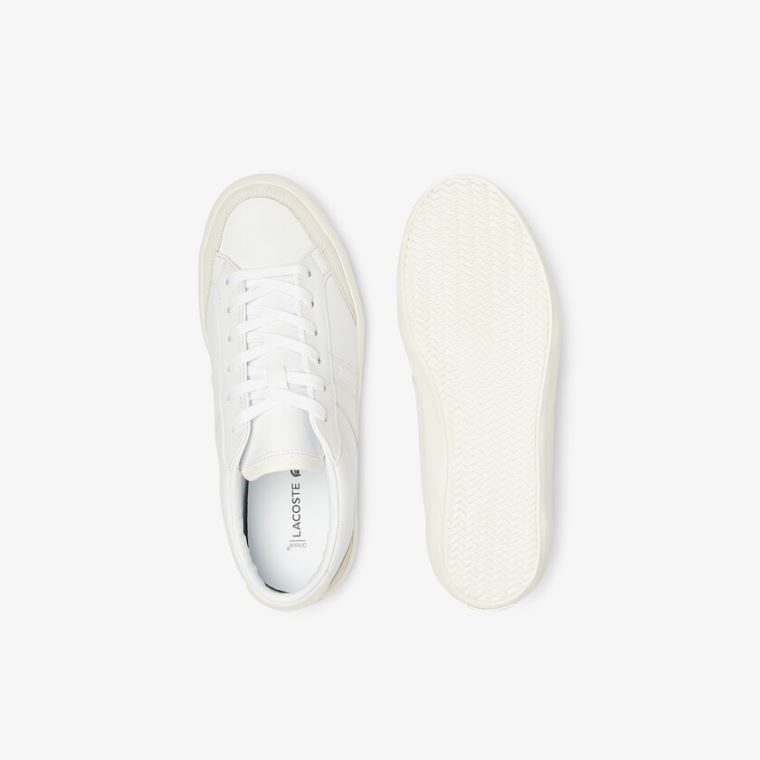 Lacoste Coupole Læder Textured Sneakers Hvide Grå | 2EwHlTAP